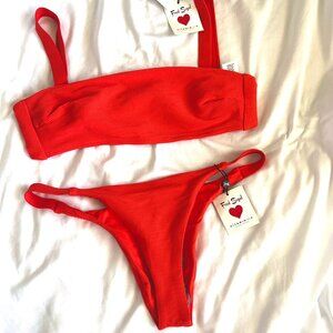 NWT Vitamin A - Fred Segal Hot Orange Bikini - Size 8 Top - 12 Bottom